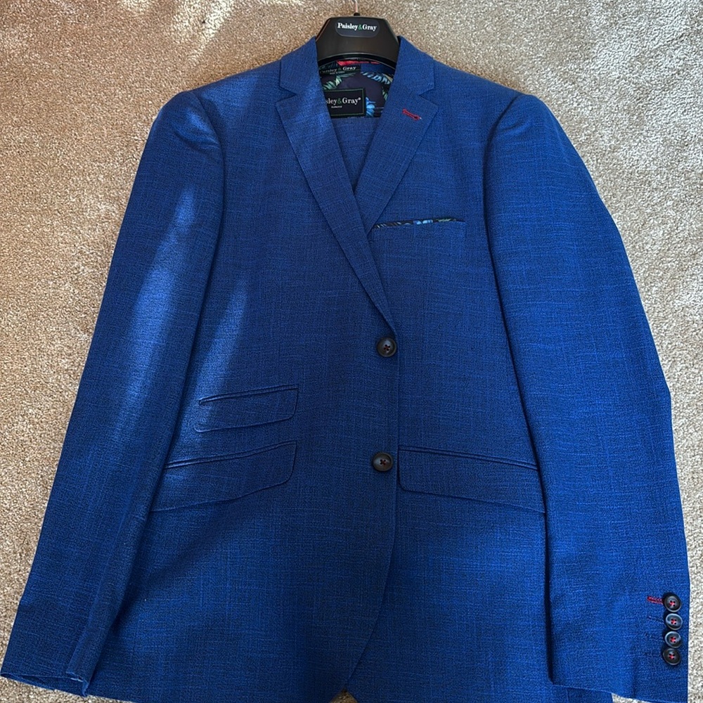 Paisley and Gray Slim Fit 3-Piece Suit